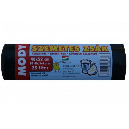 Szemeteszsák 48x52 25 literes fekete, 10 mikron